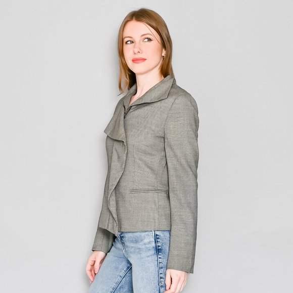 641. MAX MARA Virgin Wool Moto Blazer Jacket Sz 8 - Picture 6 of 7